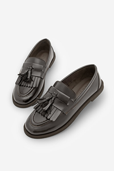 Marjin Women's Loafer Tasseled Casual Shoes Petlin Brown