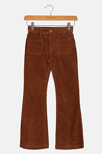 GAP Kids Girl Textured Flared Corduroy Pants, Dark Brown