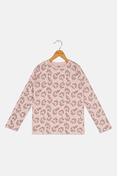 Sinsay Kids Girl Crew Neck Long Sleeve Top, Multicolor