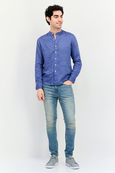 Levi's Men Slim Fit Plain Long Sleeve Casual Shirt, Ash Blue