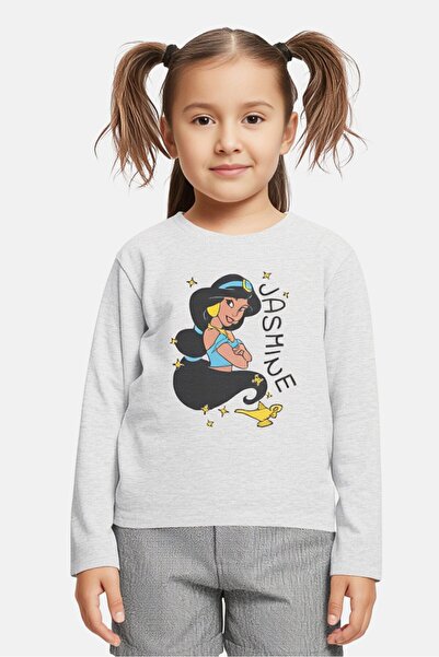 Sinsay X Disney Kids Girl Crew Neck Long Sleeve Graphic Print T-Shirt, Grey