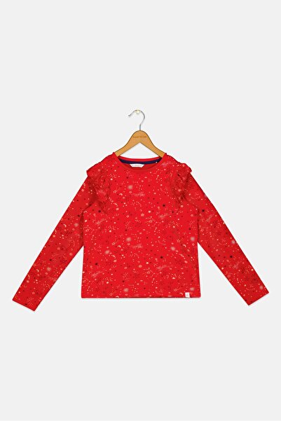 Hamleys Kids Girl Crew Neck Long Sleeves Allover Print Top, Red