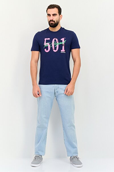 Levi's Men Crew Neck Short Sleeve Graphic Print T-Shirts, Navy Blue