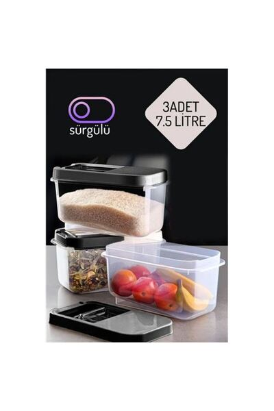 Marsilyan حاوية تخزين البازلاء إرزاك مجموعة من 3 قطع 7.5 لتر أنثراسايت