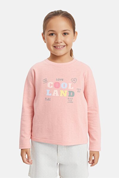 Sinsay تي شيرت مطبوع عليه رسومات بأكمام طويلة للفتيات الصغيرات، لون وردي باهت