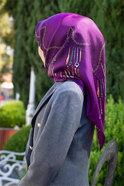 Vissona Tivil Silk Scarf 61009 - 8 - 0026 Purple Abstract Pattern