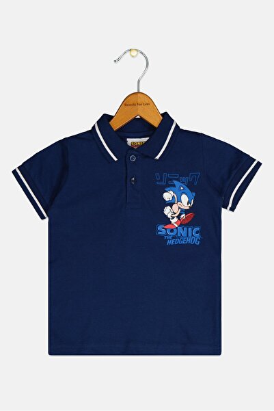 Sonic Toddlers Boy Short Sleeve Brand Logo Polo Shirt, Navy