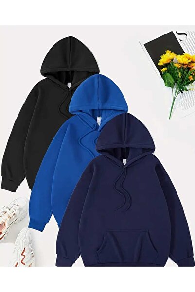 Abruzzo طقم بغطاء رأس قطع من سويت شيرت - أزرق داكن - أزرق بلون الكوبالت - أسود