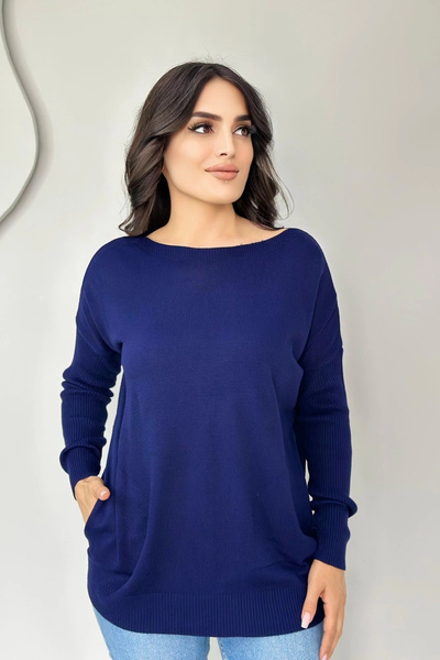 Bİ.GİYSEN Bluză de tricotat cu textura moale, elastică, albastru bleumarin, c...