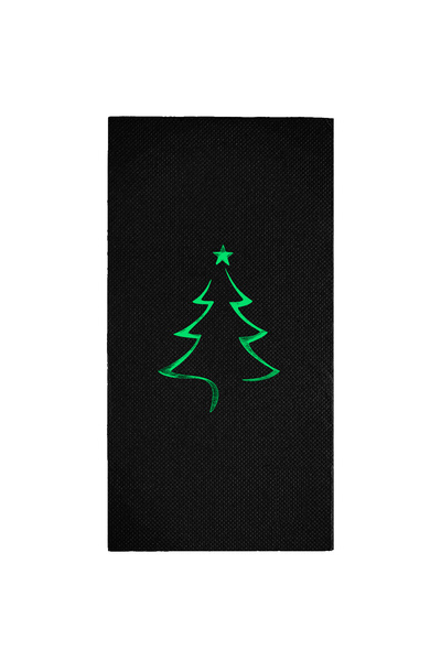 Story مناديل ورقية سوداء اللون مقاس 40×40 سم بنمط شجرة الصنوبر لعيد الميلاد، ...
