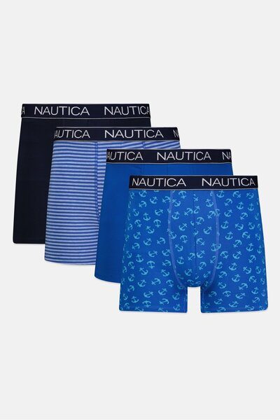 Nautica بوكسر رجالي محبوك بشعار العلامة التجارية، 4 قطع، متعدد الألوان