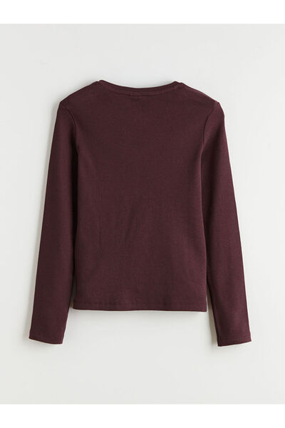 LC Waikiki Plum Crew Neck Bow Detailed Girls' T-Shirt