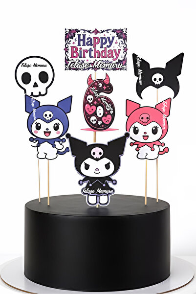 telaşe memuru Kuromi Pasta Süsü - 6 Yaş Kuromi Pasta Süsleri - Kuromi Doğum G...