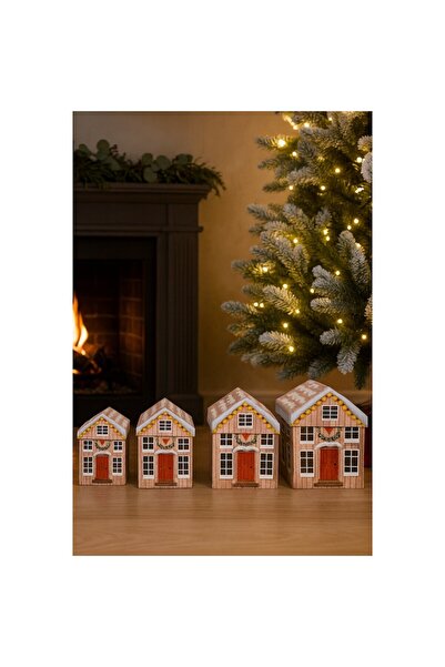 OEM Christmas Gift Box with Lid, House Shape, Red Interior, Sturdy Cardboard, Reusable, 10 x 10 x 13 cm,