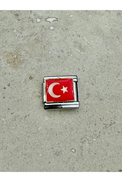 C&On Design Türk Bayrağı Figürlü Çelik Charm I İtalyan Bİleklik Çelik Charm I...