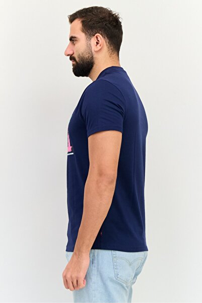 Levi's Men Crew Neck Short Sleeve Graphic Print T-Shirts, Navy Blue