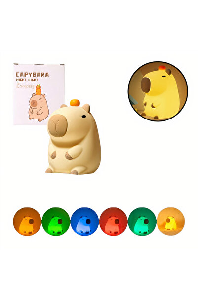 JML1 Night Light 14x8cm for Kids from Silicone Capybara, Rechargeable USB with Timer and Adjustable Inten