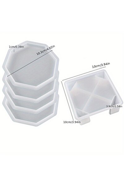Choice1 A Coaster Resin Molds Set Include 1pc Coaster Storage Box Mold, 4Pcs ...