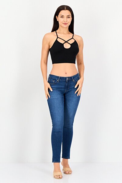 Sinsay Women Keyhole Neck Sleeveless Textured Tank Top, Black