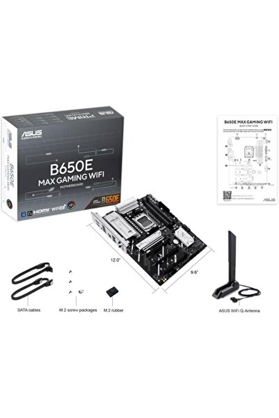 ASUS B650E Max Gaming WiFi Motherboard, AMD ATX, 8+2+1 Power, DDR5 Slot, PCIe 5.0 Slot, 3 M.2 Slots,