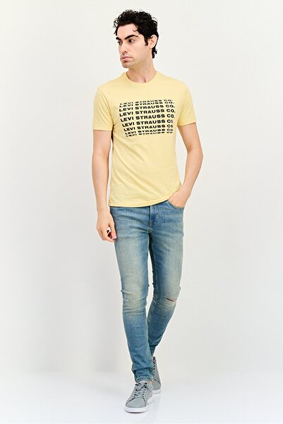 Levi's Men Crew Neck Short Sleeve Graphic Print T-Shirt, Mustard