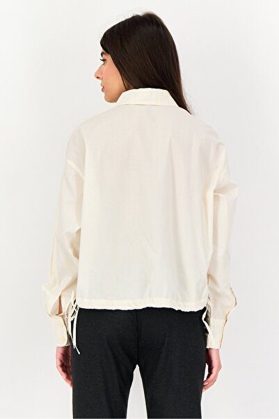 Levi's Levis x Deepika Padukone Women Spread Collar Long Sleeve Solid Blouse, Cream