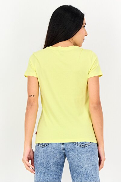 Levi's Women Crew Neck Short Sleeve Graphic Print T-Shirt, Lime Yellow