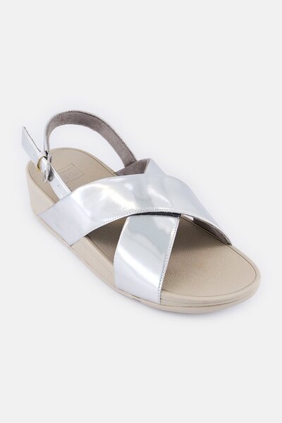 Fitflop Women Silver Mirror Adjustable Buckle Sandal, Silver