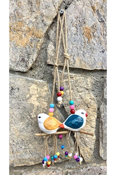 Store Kış Bahçesi Balkon Duvar Bahçe Ağaç Süsü El Yapımı Seramik Dalda Kuş 2’...