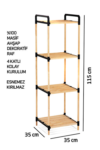 Nwood PAZARAZA NR 03 4 KATLI MASİF AHŞAP RAF