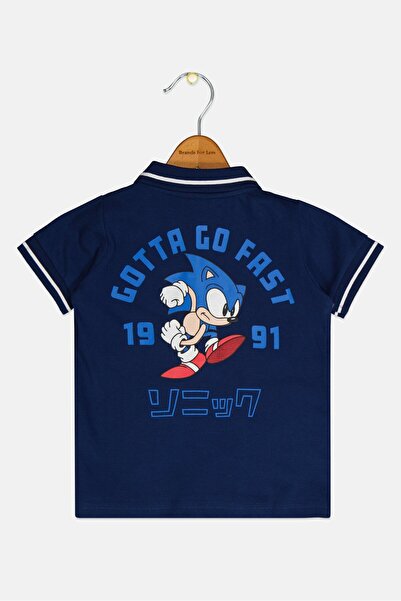 Sonic Toddlers Boy Short Sleeve Brand Logo Polo Shirt, Navy