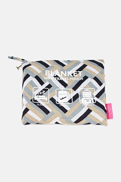 ISAAC MIZRAHI Jersey Knit Travel Blanket With Travel Pouch, Heather Grey