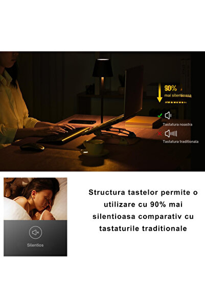 Konzmann Kit Tastatura si Mouse Wireless si BT, 2.4G, Silentios, Ultra Slim, Reincarcabil, Compatibil PC