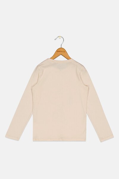 Sinsay Peanuts Kids Girl Crew Neck Printed Long Sleeves T-shirt, Beige