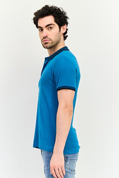 Levi's Men Regular Fit Brand Logo Short Sleeve Polo Shirt, Teal Blue