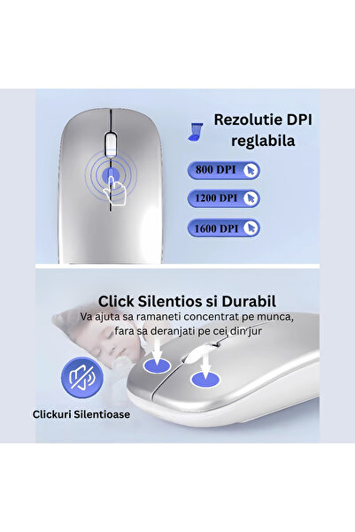Konzmann Kit Tastatura si Mouse Konzmann, Bluetooth Si 2.4GHz, Conexiune Fiabila, Baterie Reincarcabila