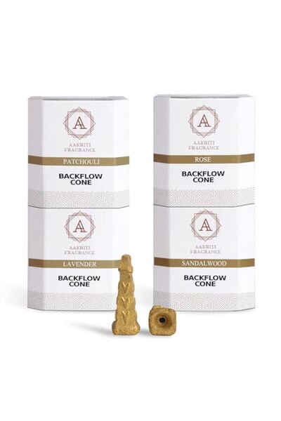 Generic أقماع بخور أكريتي المصنوعة يدويًا بخور شلال التدفق الخلفي من الورد وخشب الصندل والباتشولي واللافندر