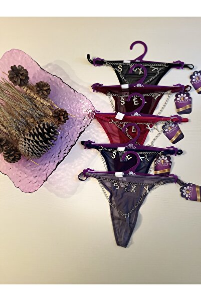 DellaTen Lingerie Zincir Detaylı "SEXY" Yazılı Tanga Kadın İç Çamaşırı
