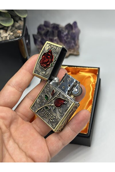 Zorro Özel Seri! İşleme Sanatı Kabartma Gül EPOKSİ Benzinli Koleksiyon Çakmağı