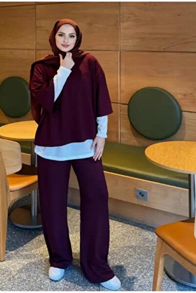New Lune Women's Clothing 3-Piece Set, Scuba Fabric, High-Waist Pants with Pockets and Wide Legs, Casual Stylish Combination
