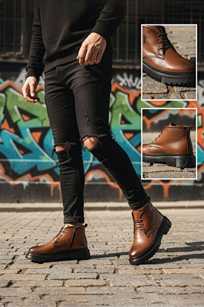 gizlitopuk Yüksek Taban Gizli Topuklu 7 cm Boy Uzatan Hakiki Deri Erkek Bot GThakiki000