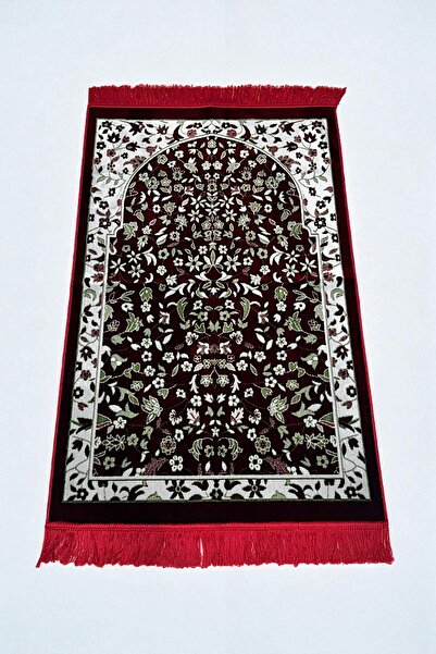 RAVZA HOMEE Red Prayery Mat with Mosque Nebive Ravza Motif