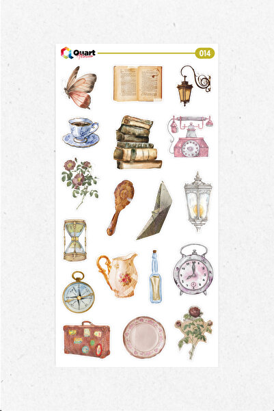 Quart Aksesuar مجموعة ملصقات ذات طابع عتيق 014 ملصقات مفكرة ومجلة ملصقات للكم...