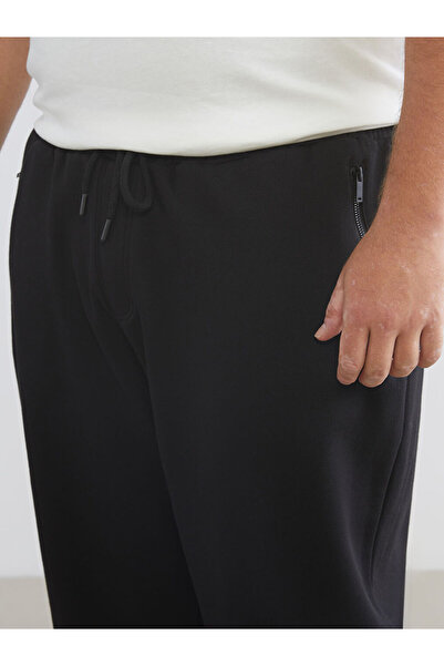 LC Waikiki Μαύρο ανδρικό παντελόνι jogger μεγάλου μεγέθους