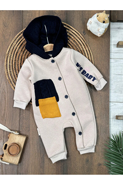 Bolly Baby 3-Thread Inside Embroidered Buttoned Knitwear Detailed Hooded Wint...