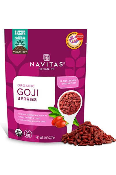 Navitas Organics Goji Berries, 8 oz. Bag, 8 Servings — Organic, Non-GMO, Sun-...