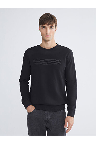 LC Waikiki Rmz Gi̇yi̇m Farkiyla Zero Roba Collar Printed Men's Thick Sweatshirt
