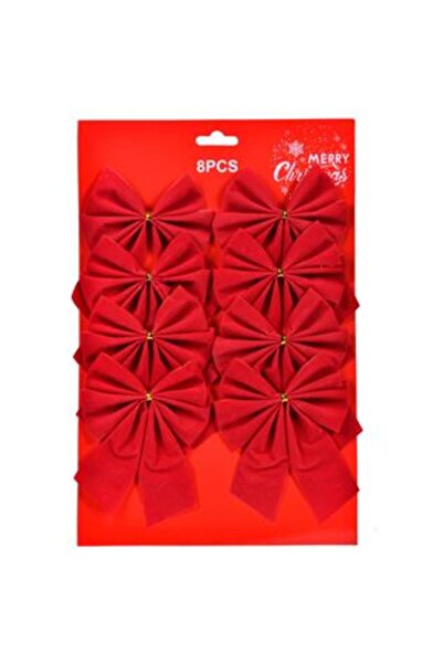 SHOPIENS Коледни декоративни червени кадифе панделки 10 x 13 см - 8 бр.