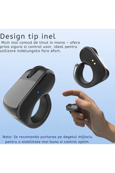 Konzmann Bluetooth Ring Mouse Touchpad and Scroll, Wireless Control, Compatible with PC, Laptop, Phone, Tablet