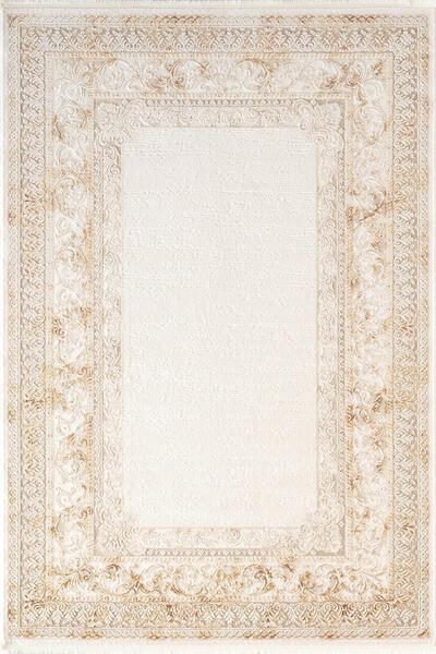 Karmen Halı İndigo ID004T Krem Bej Klasik Çerçeveli Desen Akrilik İplik Tozua...